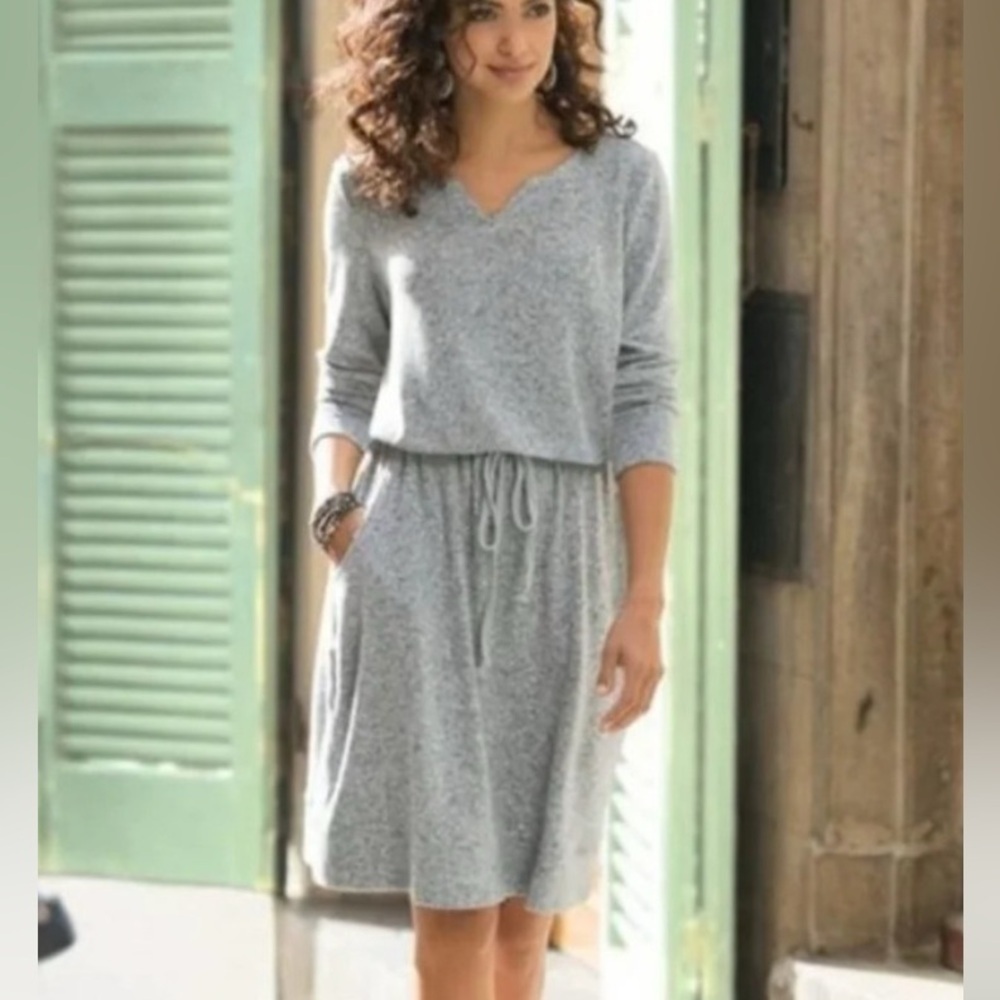 Soft Surroundings | Easy Living Knit Dress Tie Waist Womens size M petite Cozy